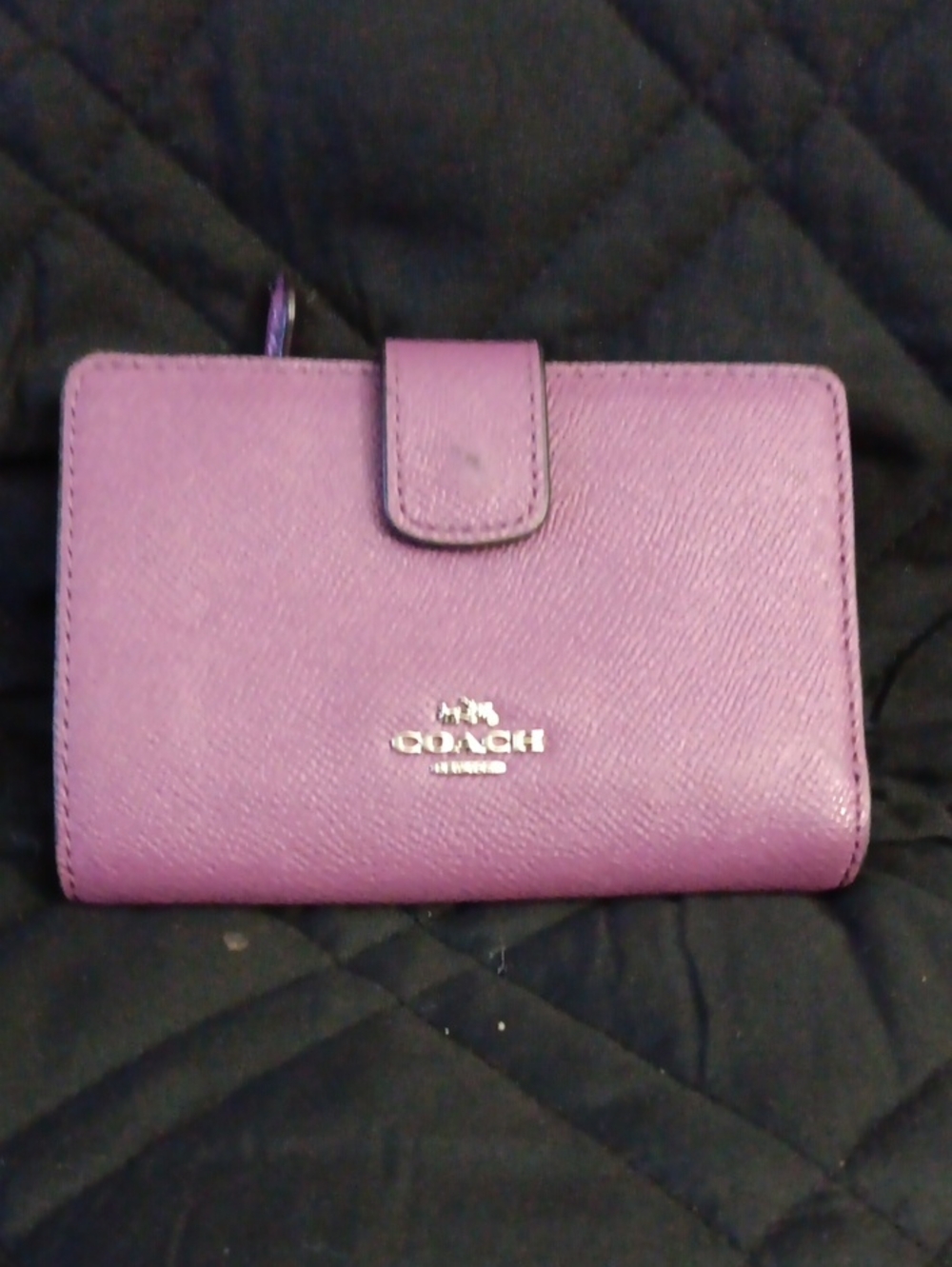 Coach Purple Saffiano Leather Snap Wallet